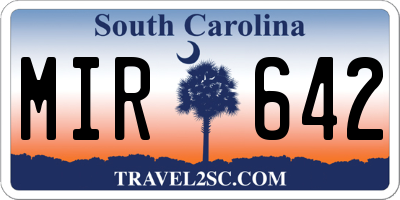 SC license plate MIR642