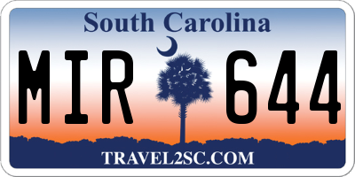 SC license plate MIR644