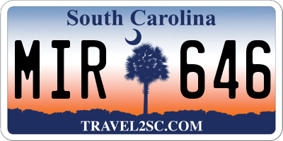 SC license plate MIR646