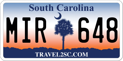 SC license plate MIR648