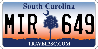 SC license plate MIR649