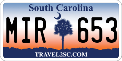 SC license plate MIR653