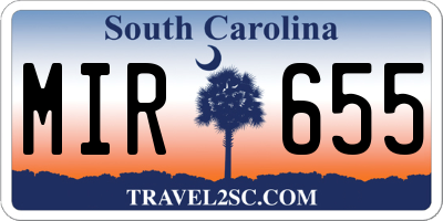 SC license plate MIR655