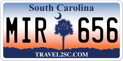 SC license plate MIR656