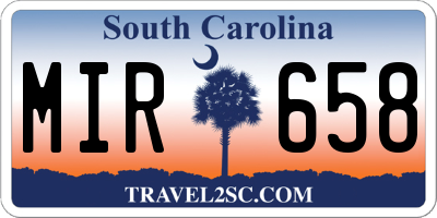 SC license plate MIR658