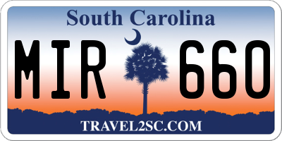 SC license plate MIR660