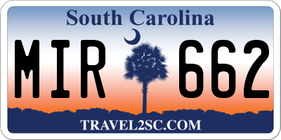 SC license plate MIR662