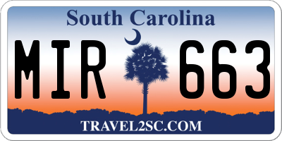 SC license plate MIR663