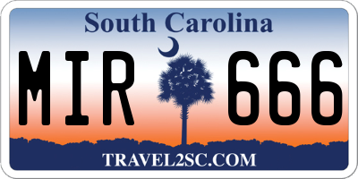 SC license plate MIR666