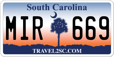 SC license plate MIR669