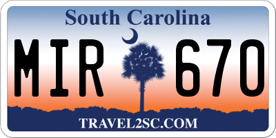 SC license plate MIR670