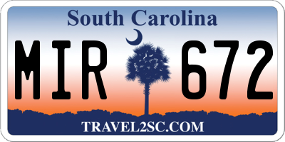 SC license plate MIR672
