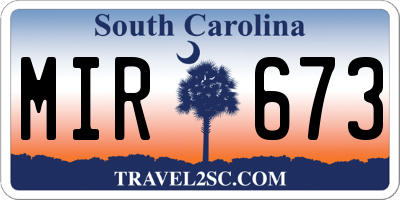 SC license plate MIR673