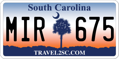 SC license plate MIR675