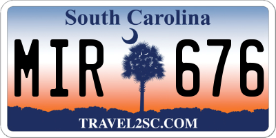 SC license plate MIR676