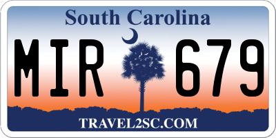 SC license plate MIR679