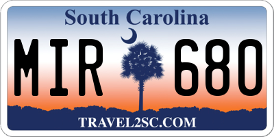 SC license plate MIR680