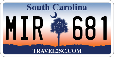 SC license plate MIR681