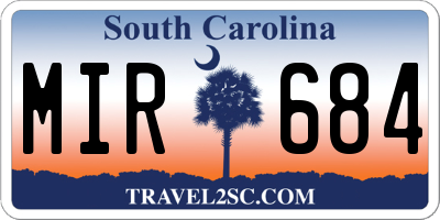 SC license plate MIR684