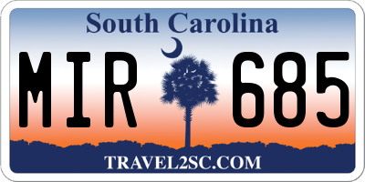 SC license plate MIR685