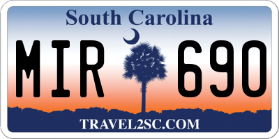 SC license plate MIR690