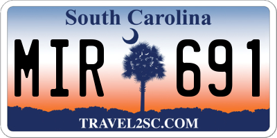 SC license plate MIR691