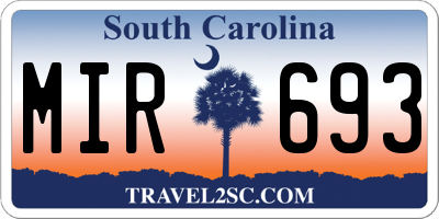 SC license plate MIR693