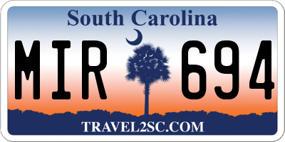 SC license plate MIR694