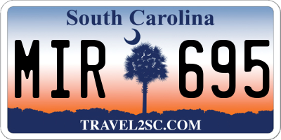 SC license plate MIR695