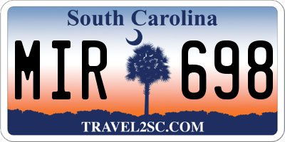 SC license plate MIR698