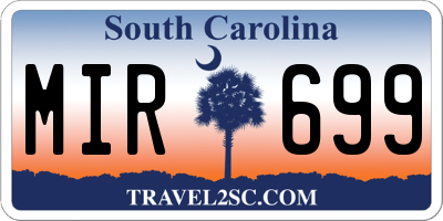 SC license plate MIR699