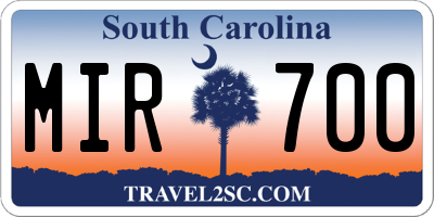 SC license plate MIR700