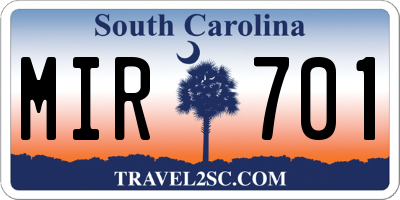 SC license plate MIR701