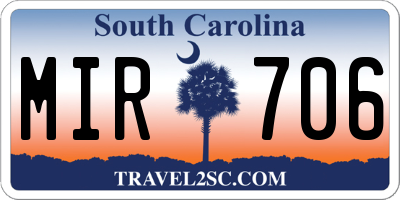SC license plate MIR706