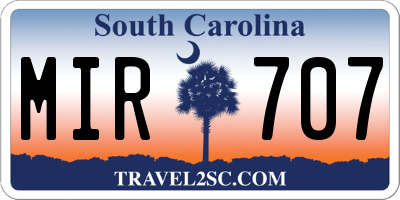SC license plate MIR707