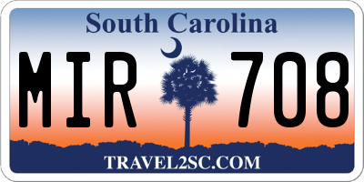 SC license plate MIR708