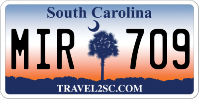 SC license plate MIR709