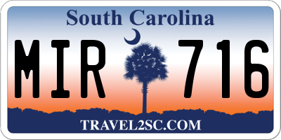 SC license plate MIR716