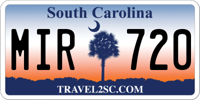 SC license plate MIR720
