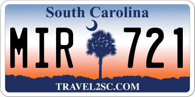 SC license plate MIR721