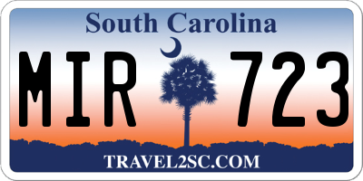 SC license plate MIR723