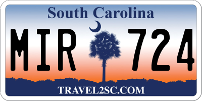 SC license plate MIR724