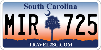 SC license plate MIR725