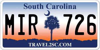 SC license plate MIR726