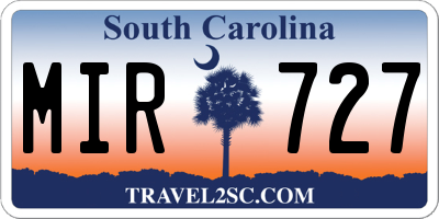 SC license plate MIR727