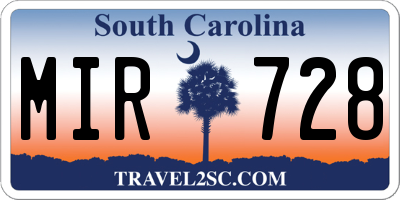 SC license plate MIR728