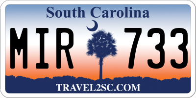SC license plate MIR733
