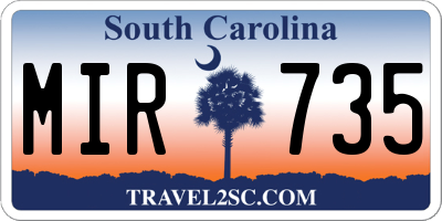 SC license plate MIR735