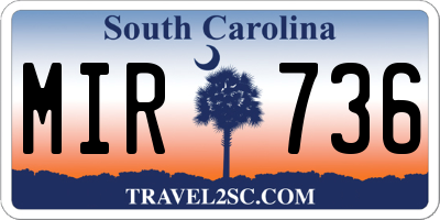 SC license plate MIR736