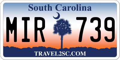 SC license plate MIR739